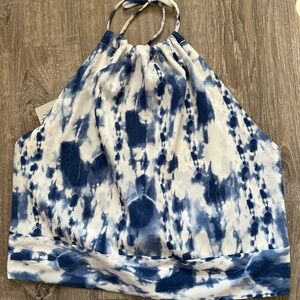 Tyche Navy and White Patterned Top Size L